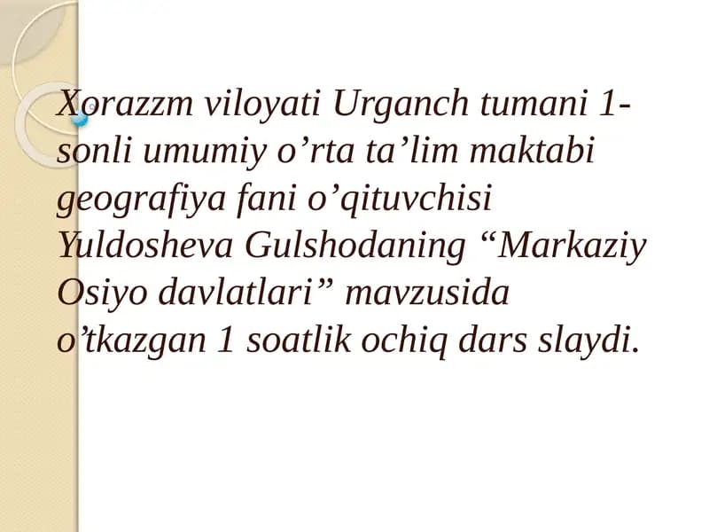 Markaziy Osiyo Davlatlari