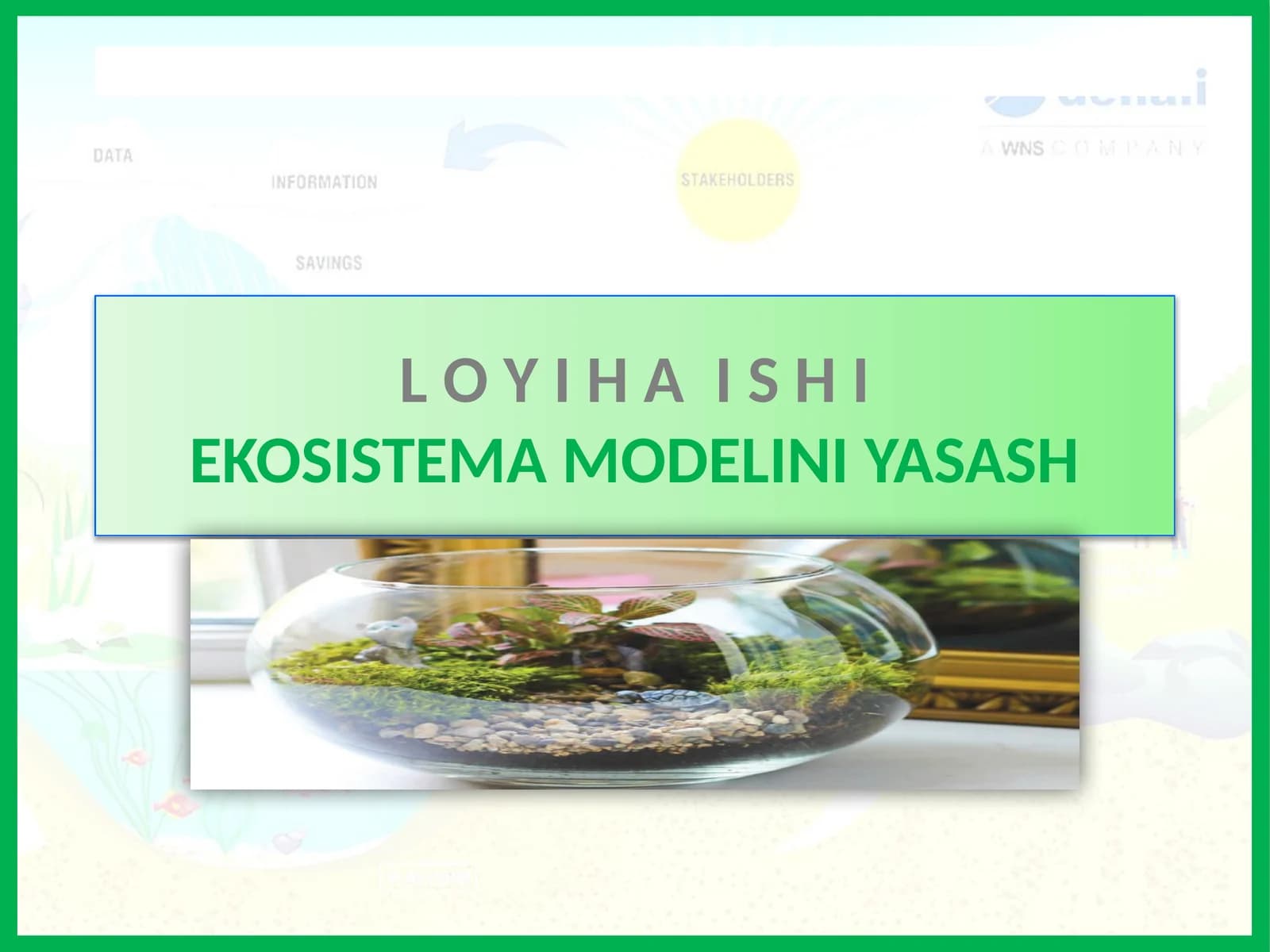 L O Y I H A I S H IEKOSISTEMA MODELINI YASASH