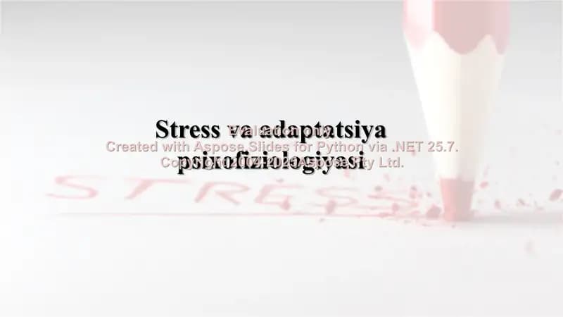 Stress va adaptatsiya psixofiziologiyasi