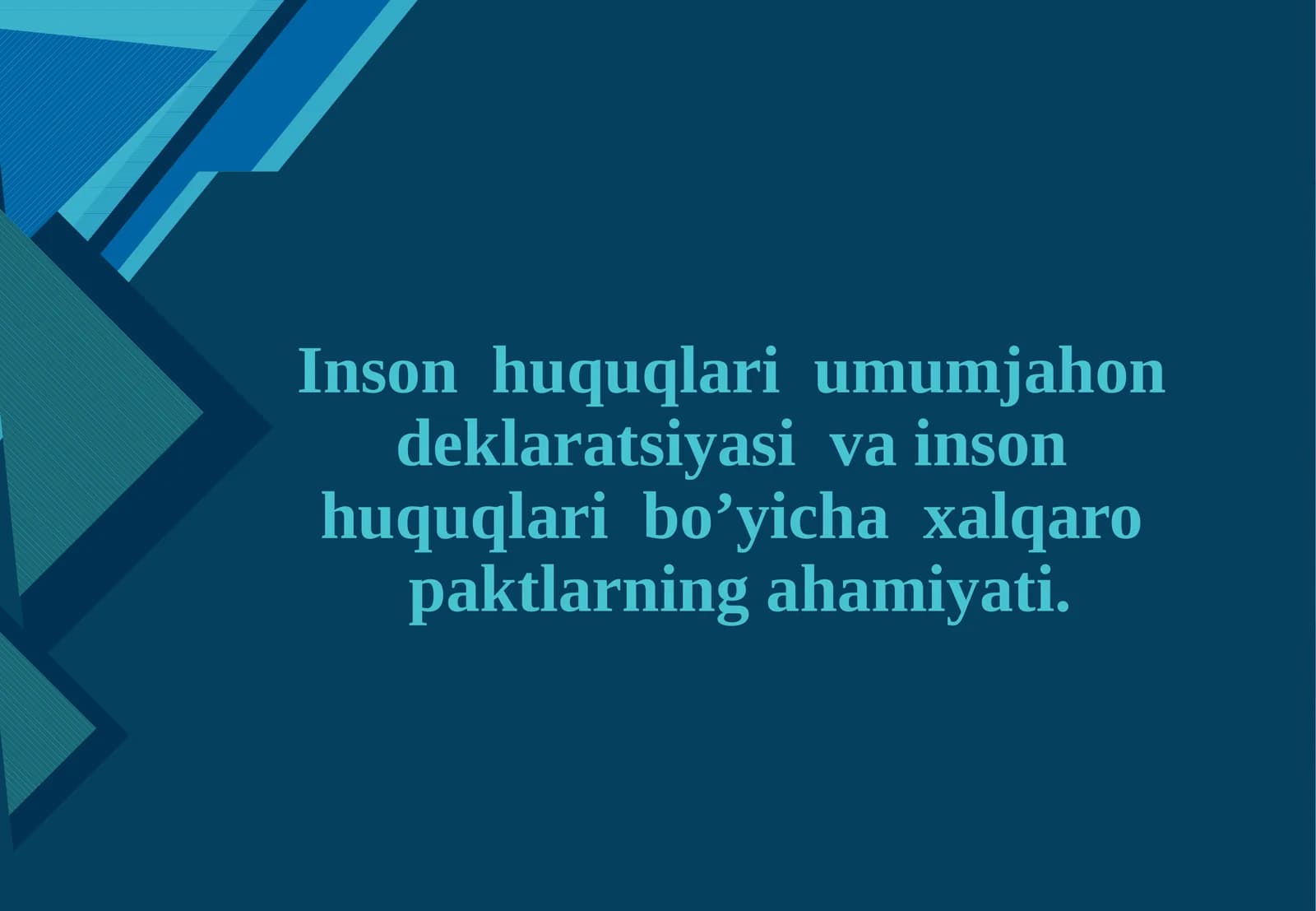 Inson huquqlari umumjahon deklaratsiyasi va inson huquqlari bo’yicha