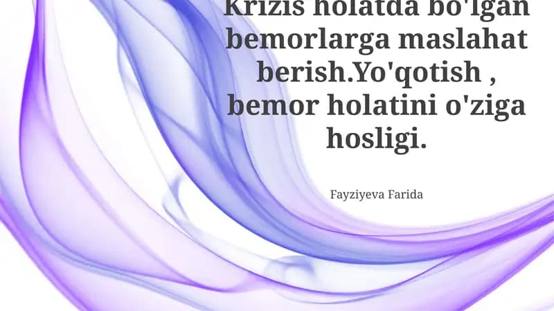 Inqirozdagi Bemorlarga Maslahat Berish
