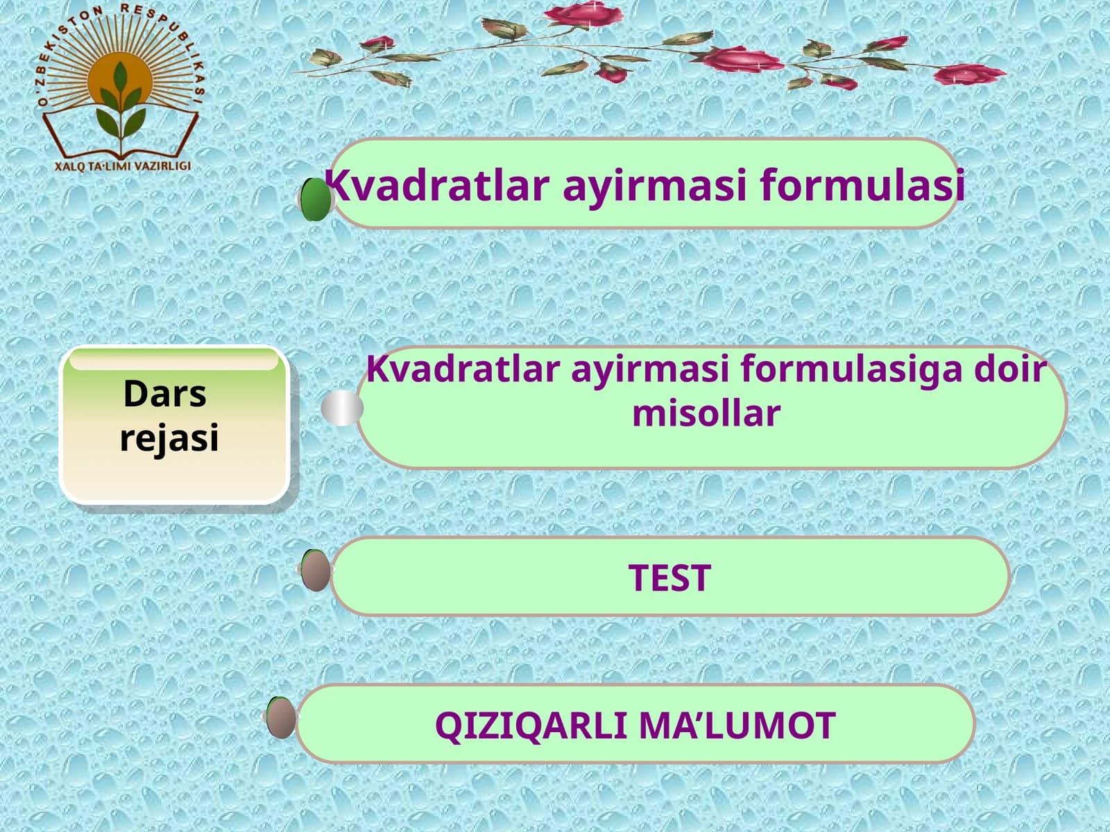 Kvadratlar ayirmasi formulasi