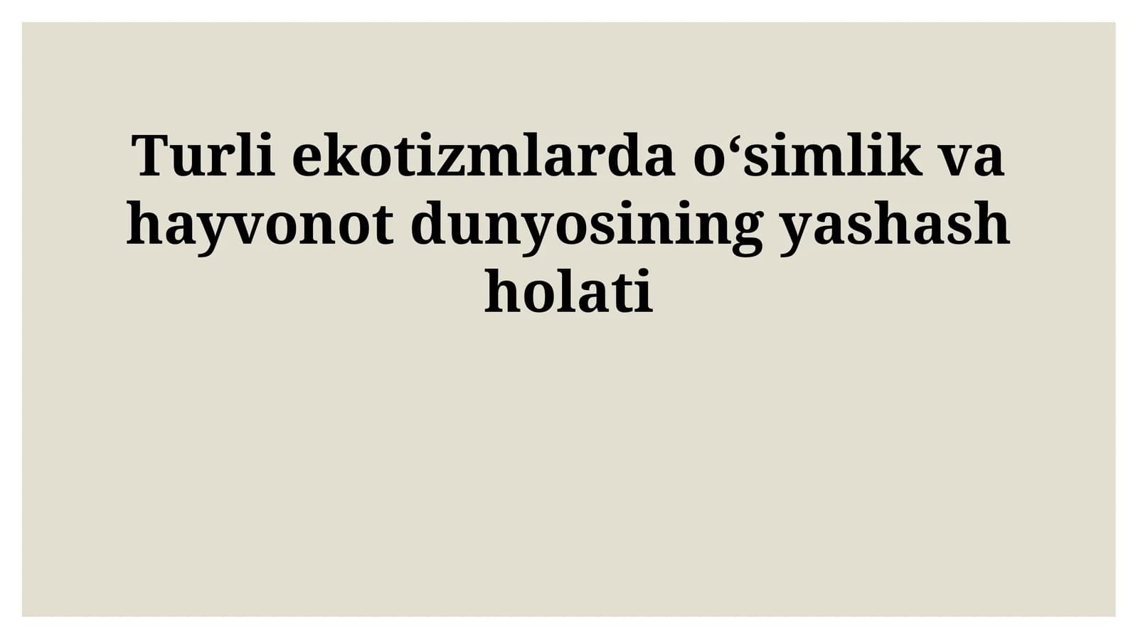 O'rmon Ekosistemasi