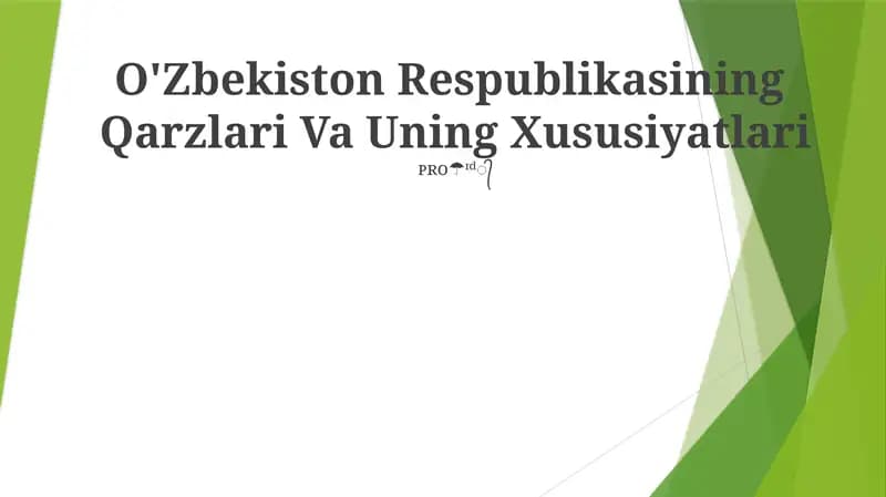 O'Zbekiston Respublikasining Qarzlari Va Uning Xususiyatlari (ᴘʀᴏ☂︎ᶦᵈ᭄)