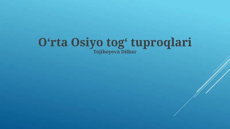 Oʻrta Osiyo togʻ tuproqlari