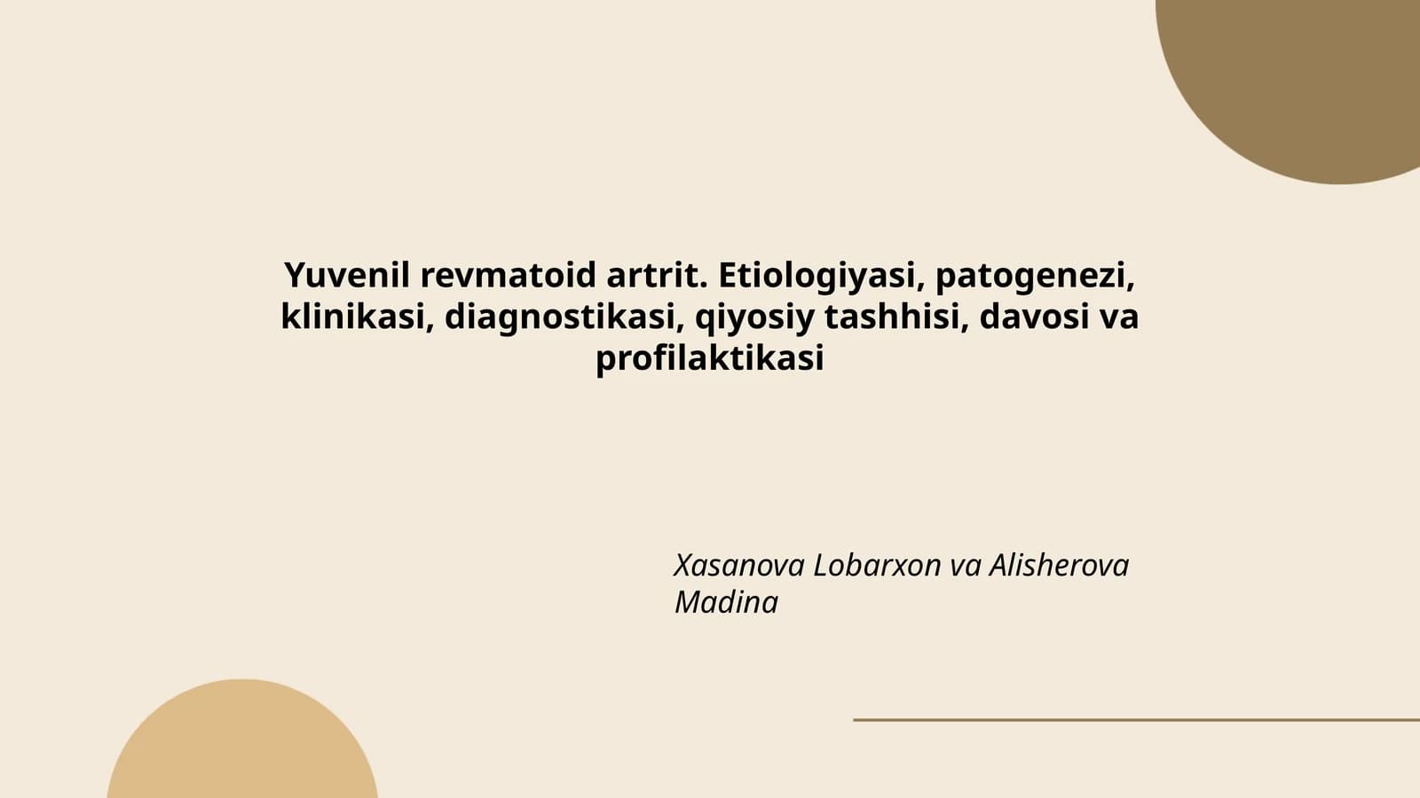 Yuvenil revmatoid artritning taʼrif va epidemiologiyasi