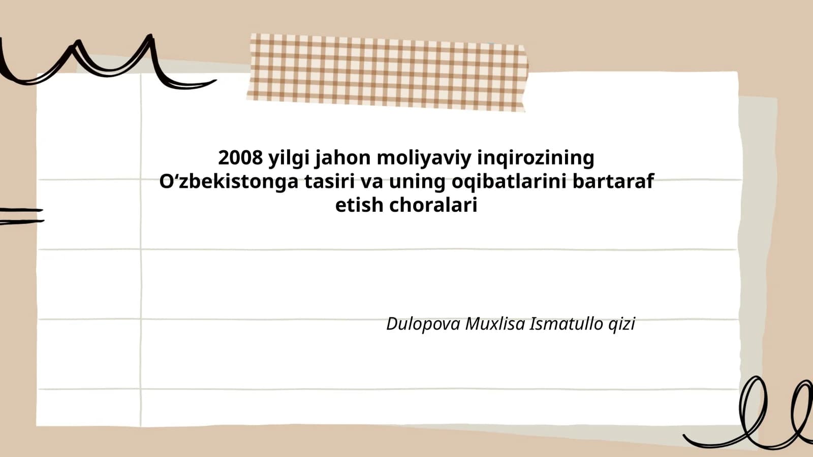 2008 yilgi jahon moliyaviy inqirozining Oʻzbekistonga tasiri va uning oqibatlarini bartaraf etish choralari
