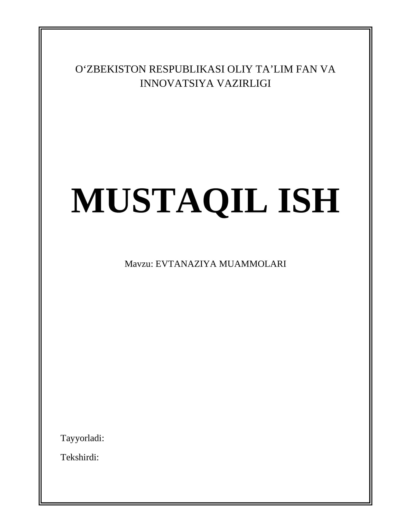 EVTANAZIYA MUAMMOLARI