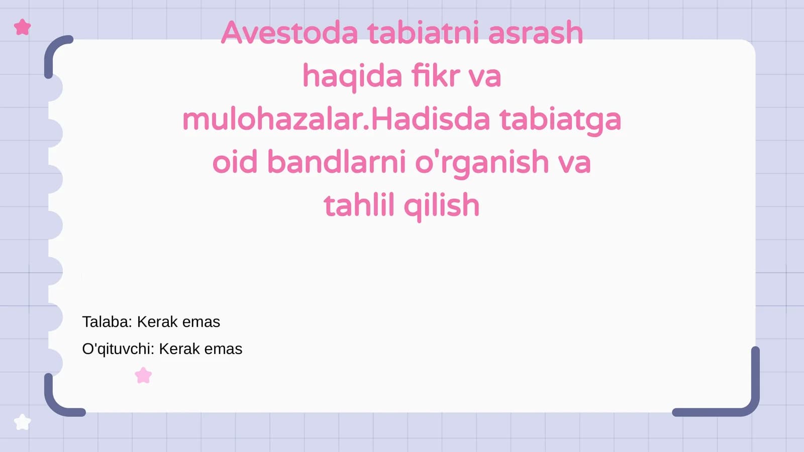 Avestoda Tabiatga Waqiflik