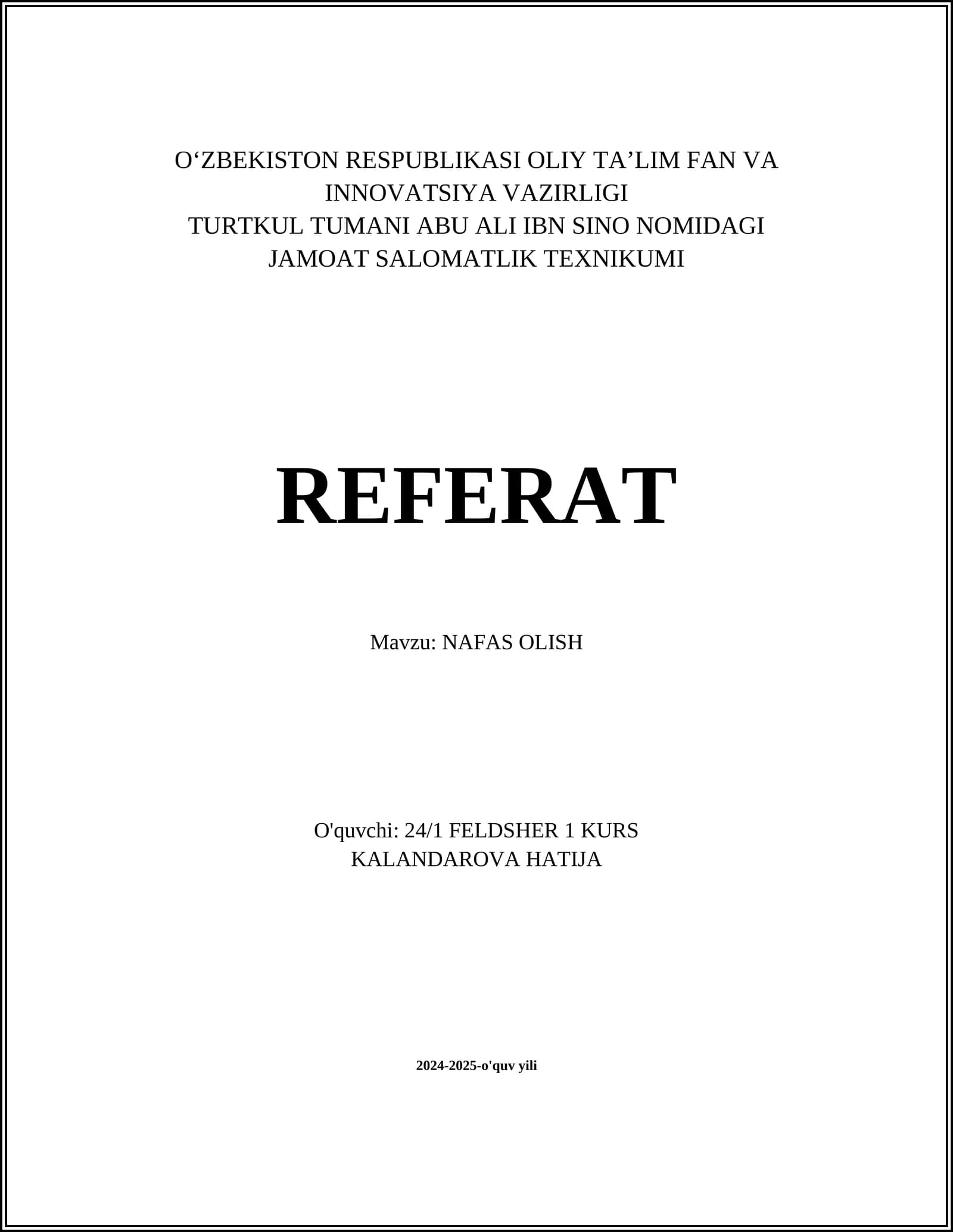 NAFAS OLISH