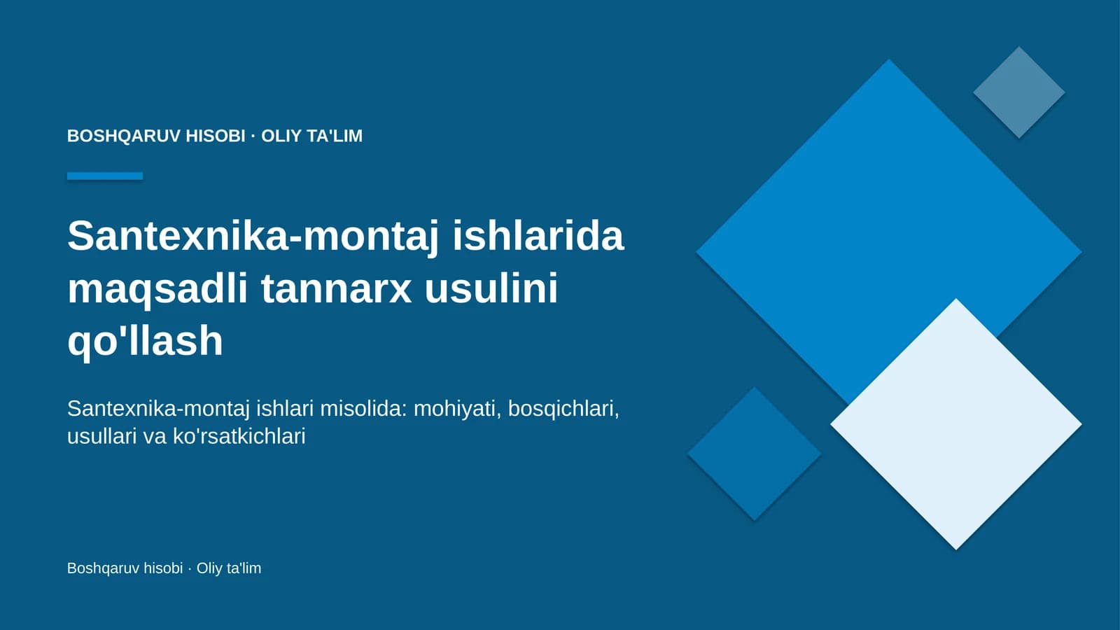 santexnika montaj ishlarida maqsadli tannarx usulini qo'llash 4151