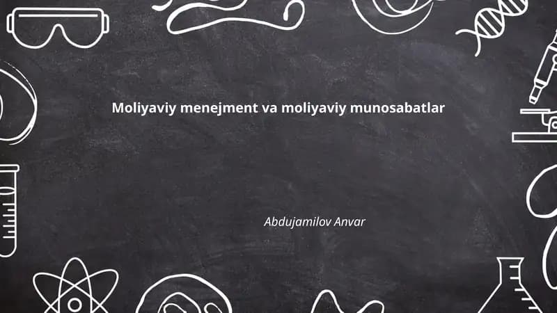 Moliyaviy menejment va moliyaviy munosabatlar