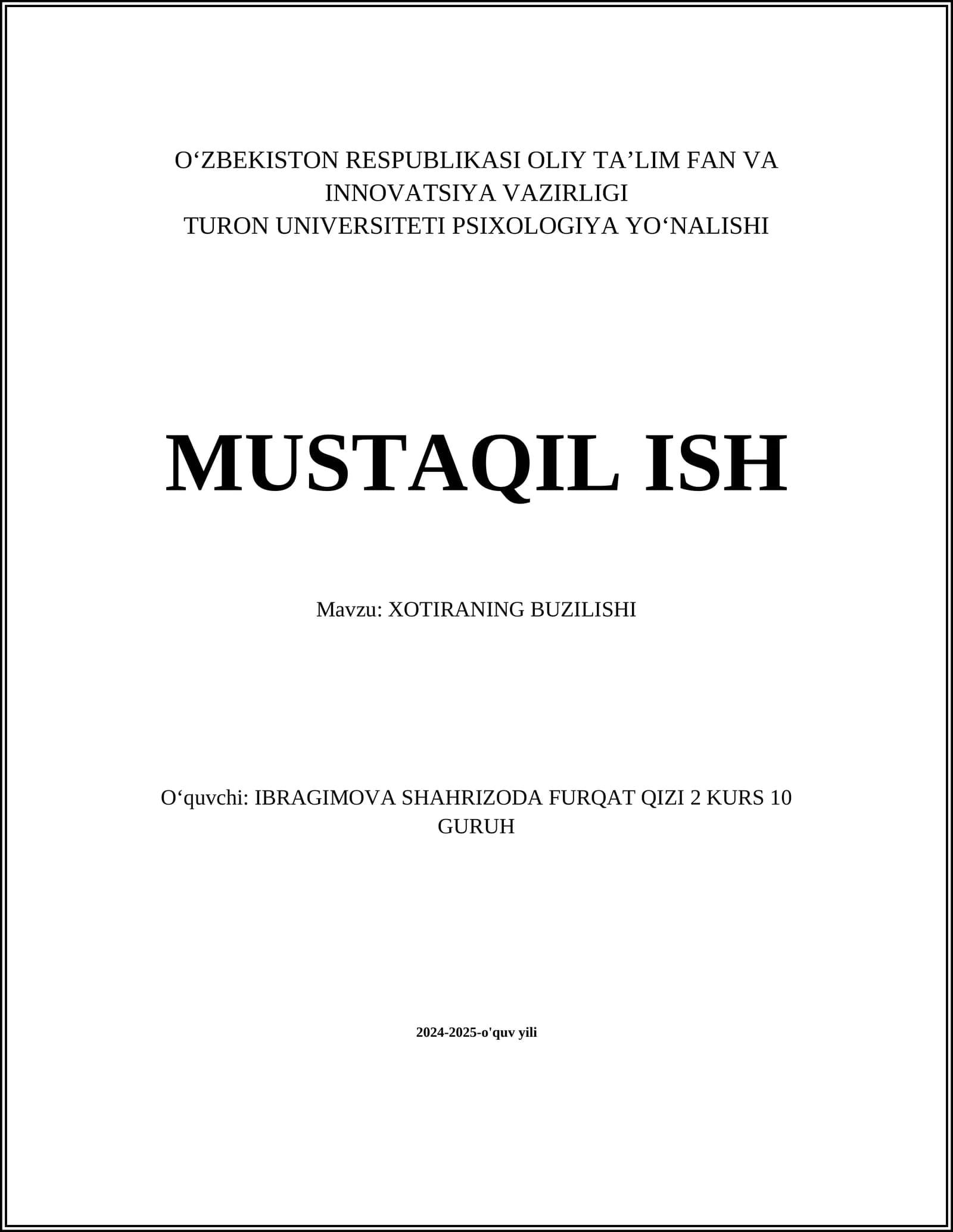 Xotira Turlari