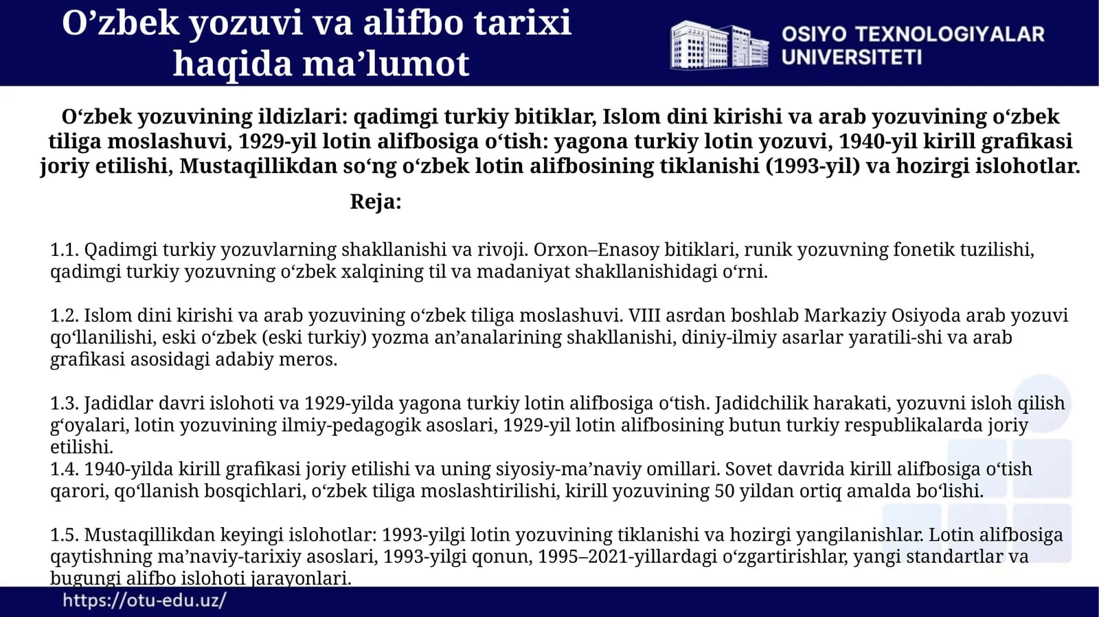 O’zbekyozuvivaalifbotarixihaqidama’lumot