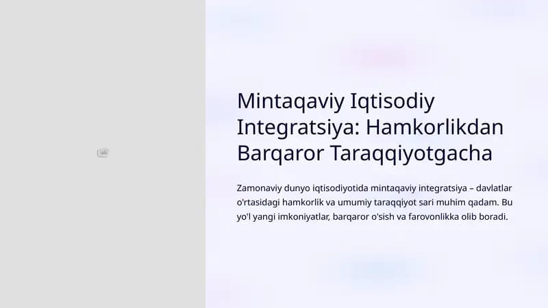 Mintaqaviy Iqtisodiy Integratsiya