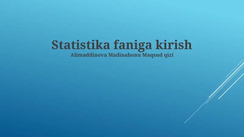 Statistika faniga kirish