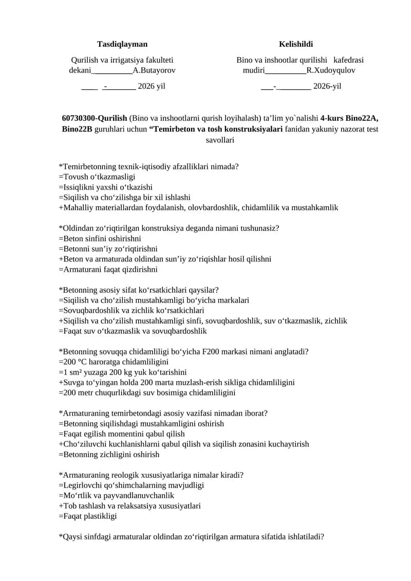 Temirbeton va tosh konstruksiyalari