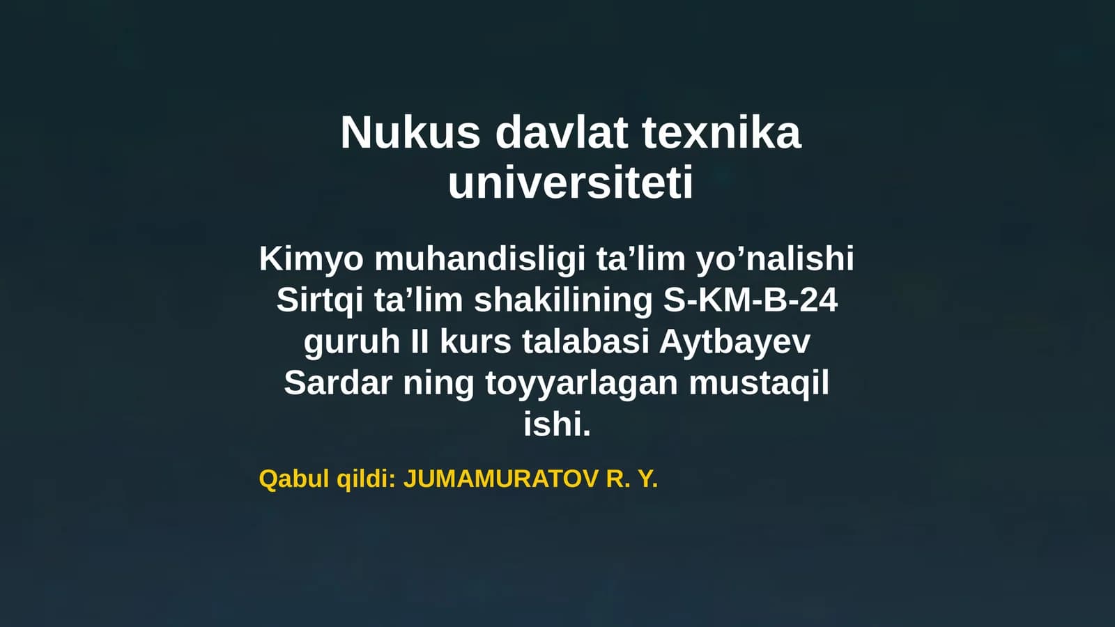 Kimyomuhandisligi ta'lim yo'nalishi