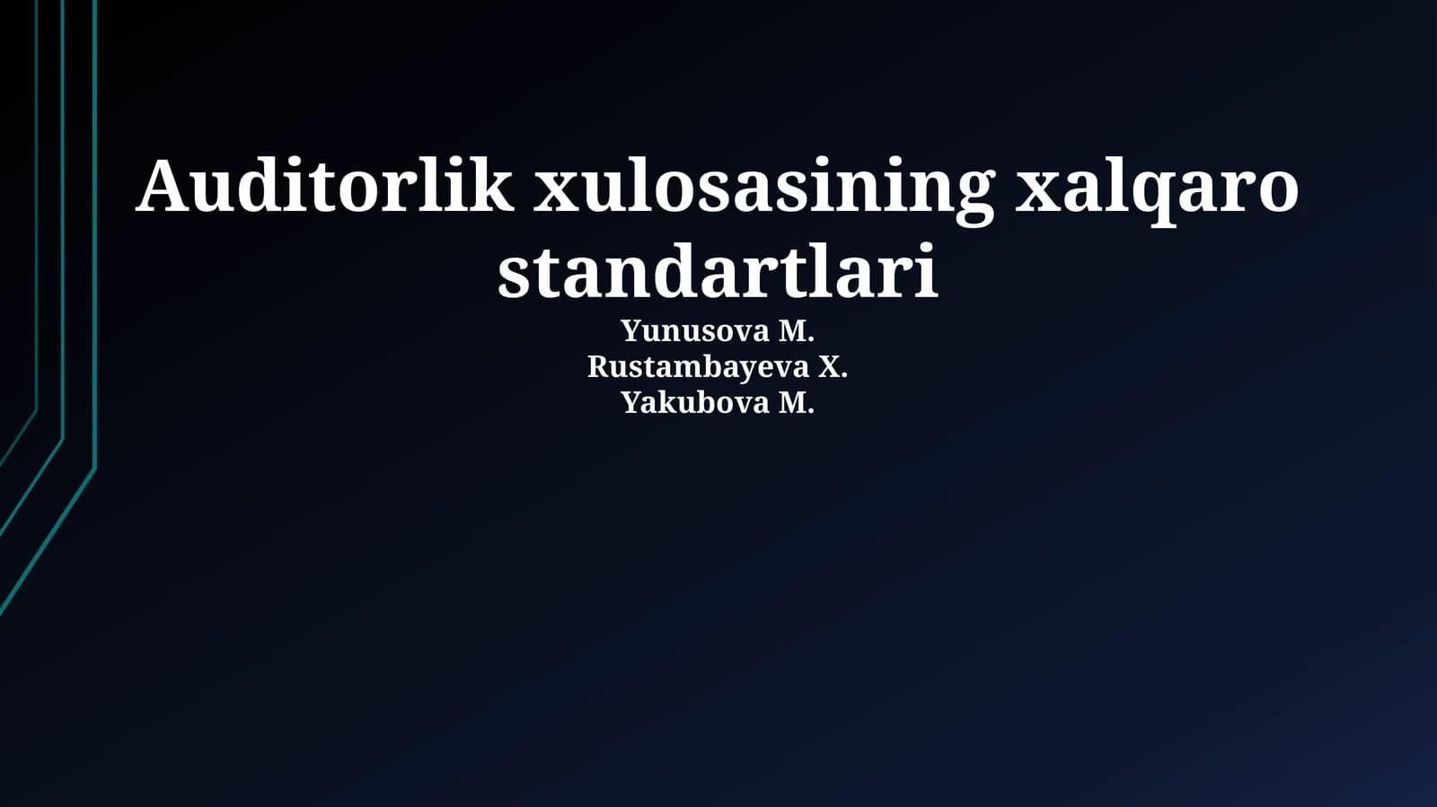 Auditorlik xulosasining xalqaro standartlari