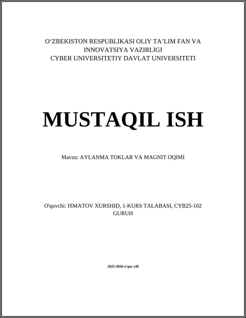 AYLANMA TOKLAR VA MAGNIT OQIMI