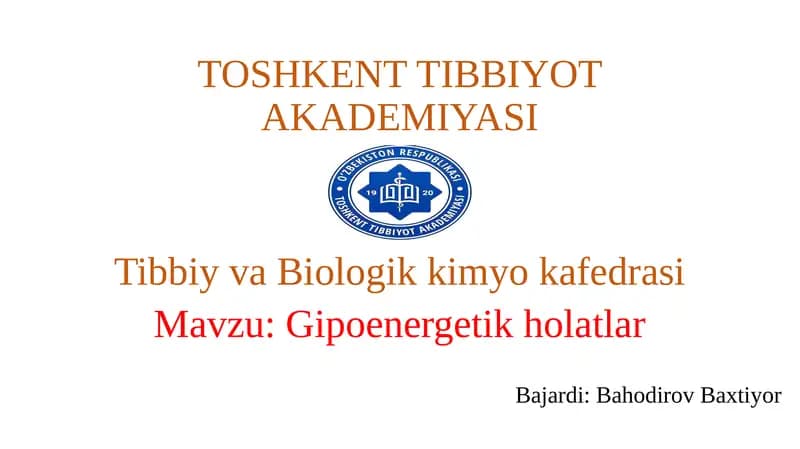 Gipoenergetik holatlar