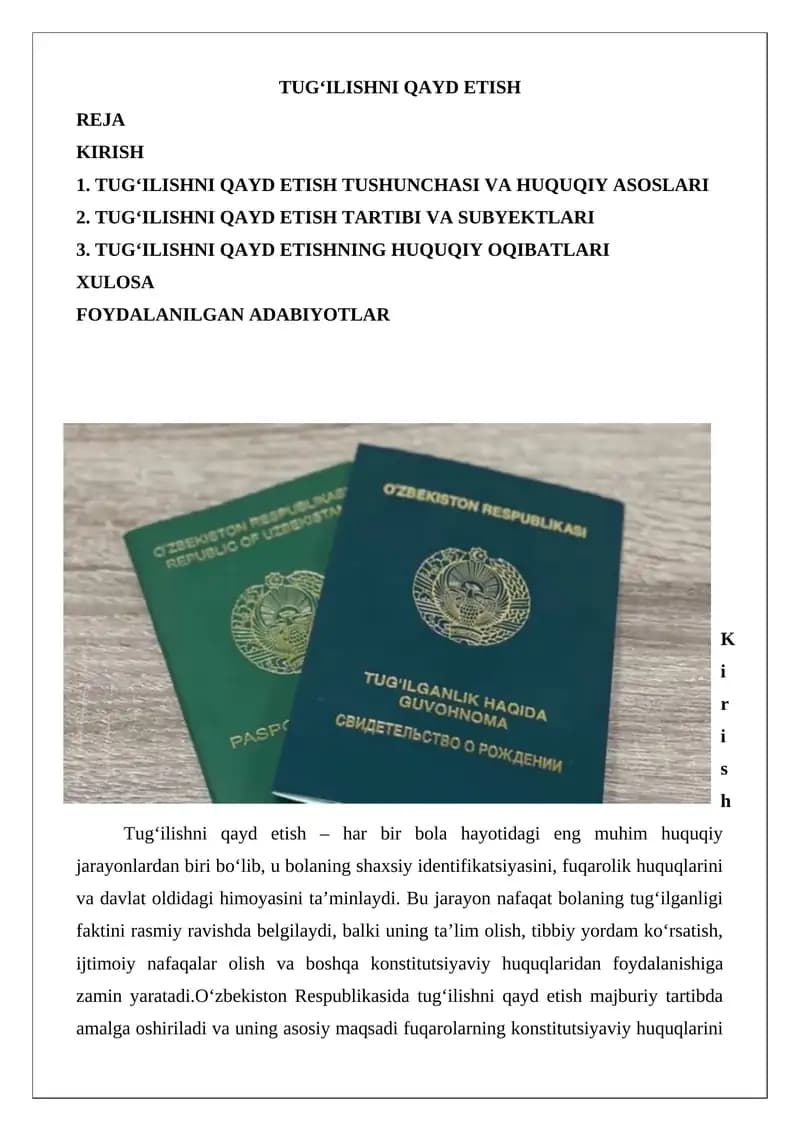 Tug‘ilishni qayd etish