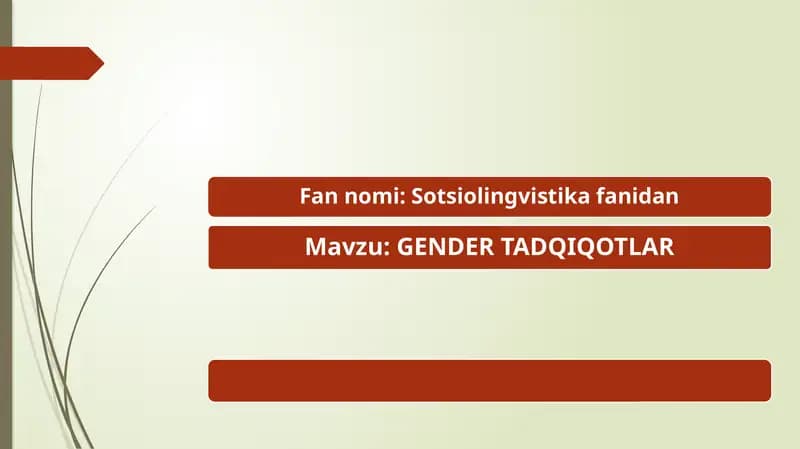 GENDER TADQIQOTLAR
