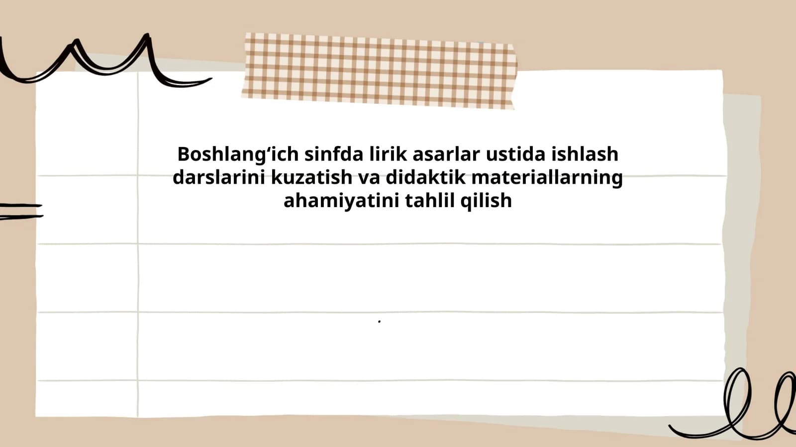Lirik asarlar ustida ishlash darslari