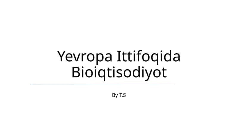 Yevropa Ittifoqida Bioiqtisodiyot