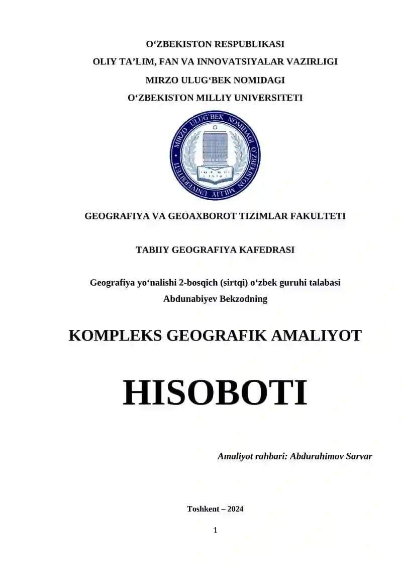 KOMPLEKS GEOGRAFIK AMALIYOT