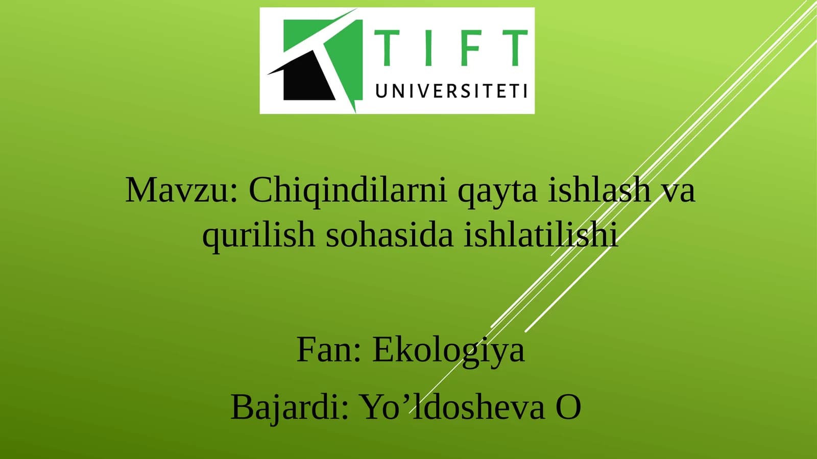 Chiqindilarni qayta ishlash va qurilish sohasida ishlatilishi