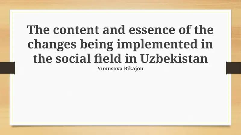 Key Social Reforms in Uzbekistan: An Overview