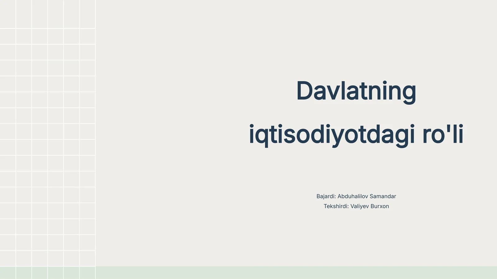 Davlatning iqtisodiyotdagi ro'li