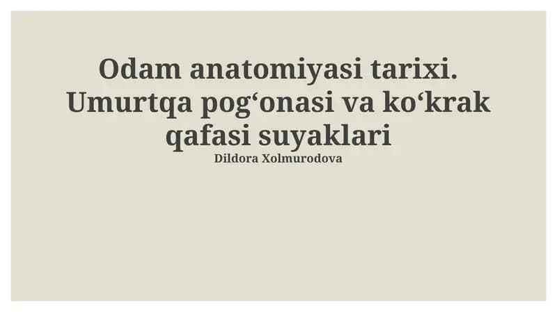 Umurtqa pog'onasi va qovurg'a qafasining anatomiyasi