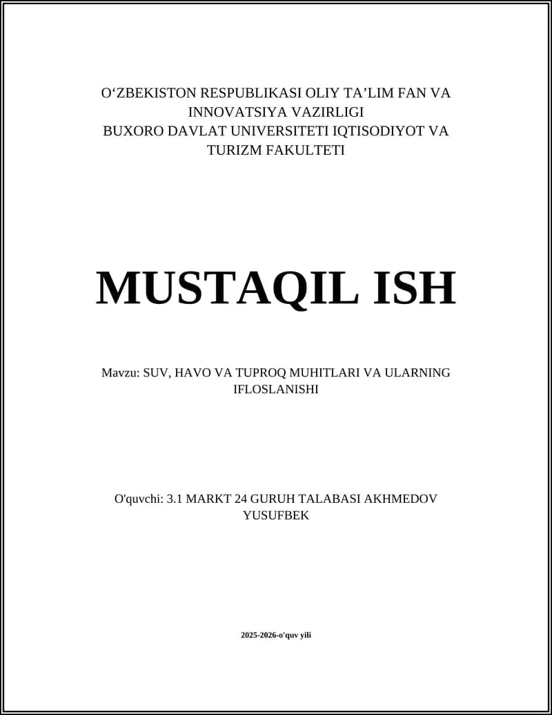 Suv muhitining ifloslanishi