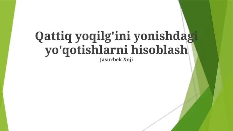 Qattiq yoqilg'ini yonishdagi yo'qotishlarni hisoblash