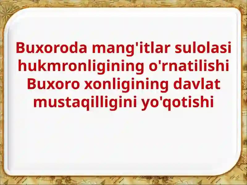 Mang’itlar sulolasi hukmronligi