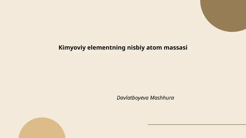 Kimyoviy elementning nisbiy atom massasi