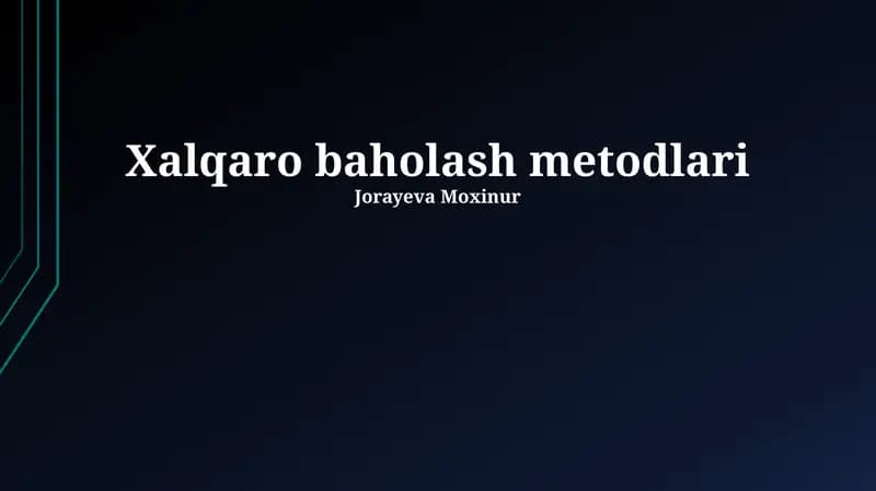 Xalqaro baholash metodlari