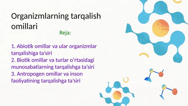 Organizmlarning tarqalish omillari