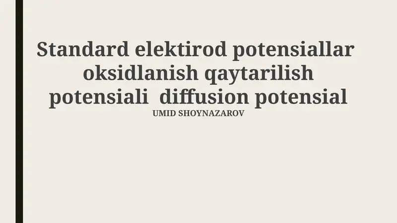 Standart Elektrod Potensiallari