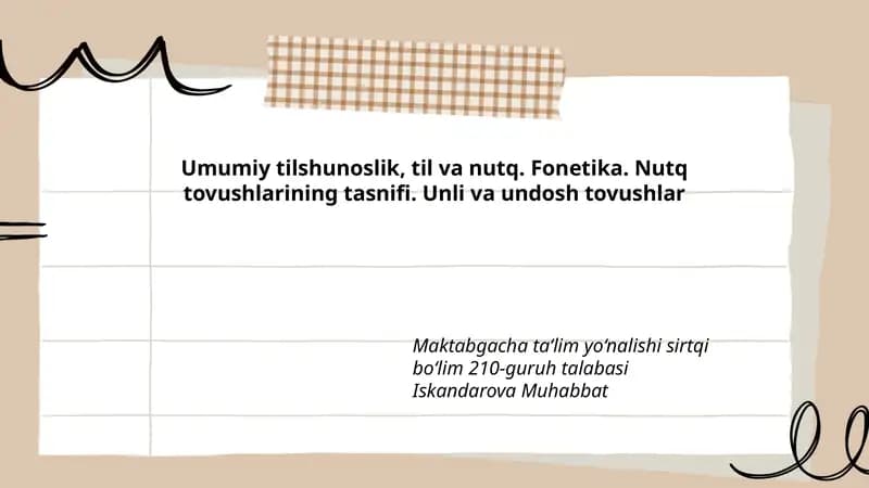 Umumiy tilshunoslik, til va nutq