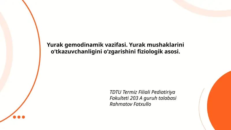 Yurak gemodinamik vazifasi