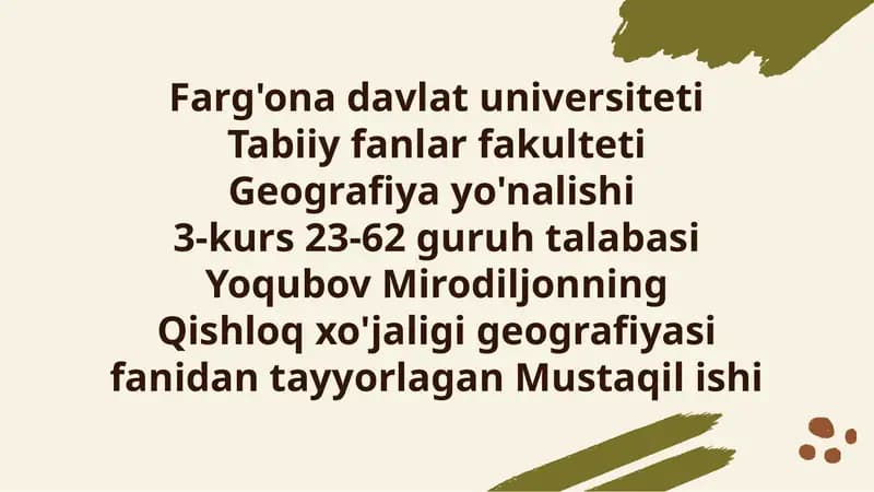 Qishloqxo'jaligi Va Ekologik Muammolar