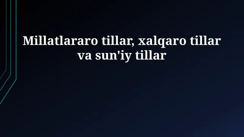 Millatlararo tillar