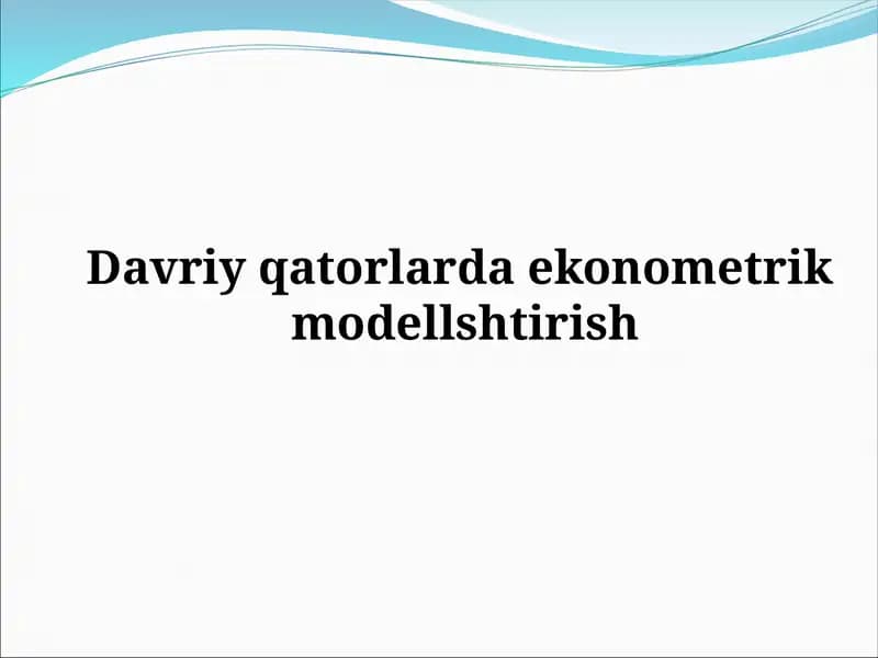Ekonomitrik modellashtirish