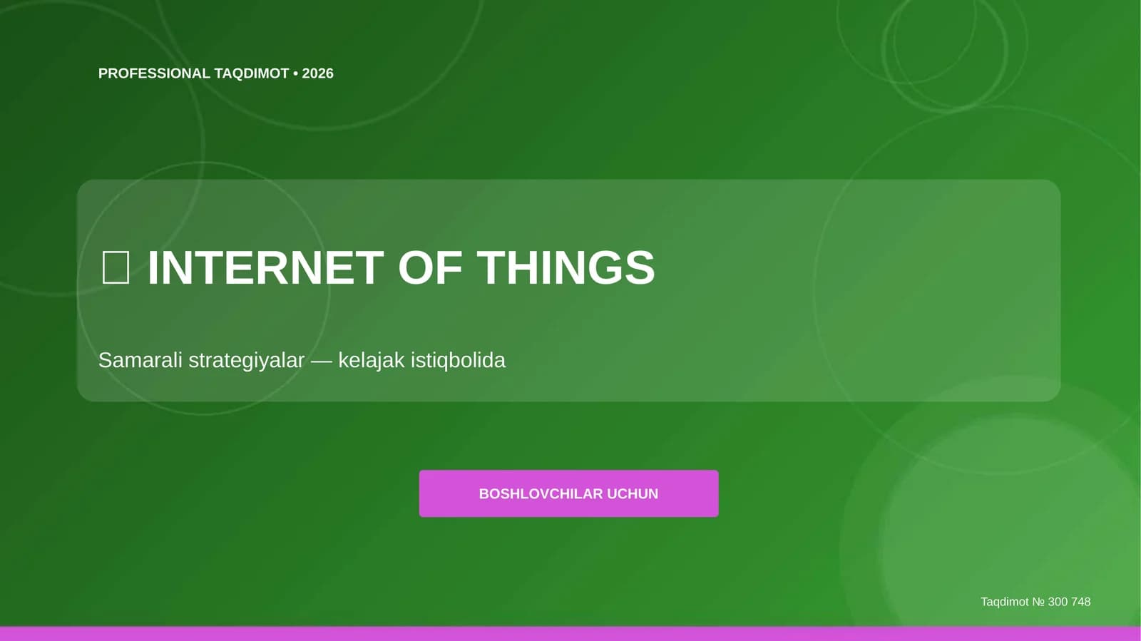 Internet of Things: Samarali strategiyalar