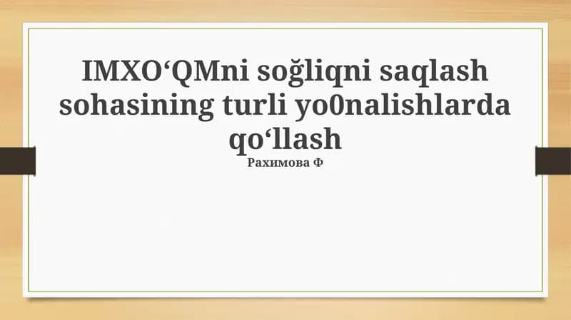 - Tags: AI, sog'liqni saqlash, tibbiyot