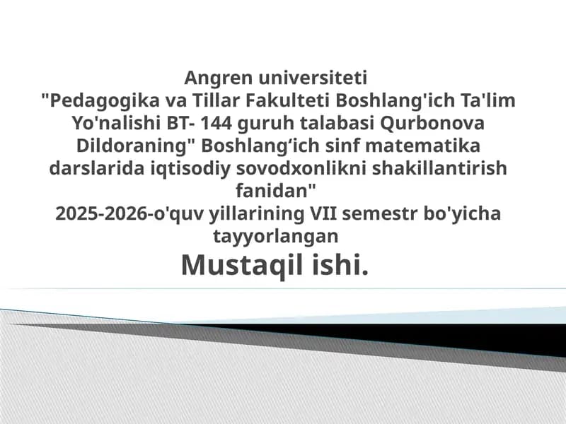 Boshlang'ich sinf matematika darslari
