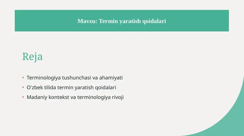 Termin yaratish qoidalari